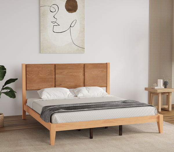 ESTRE Hypericum Solid Wood King Size Bed in Walnut Color