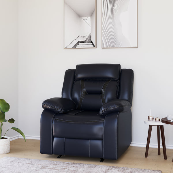 ESTRE Gladiolus PU Leather Gel Single Seater Premium Recliner in Midnight Blue