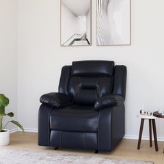 ESTRE Gladiolus PU Leather Gel Single Seater Premium Recliner in Midnight Blue