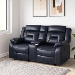 ESTRE Gladiolus PU Leather Gel Two Seater Premium Recliner in Midnight Blue