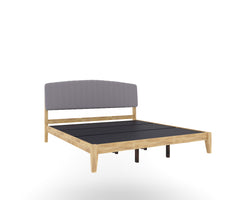 ESTRE Mexican Solid Prickly Wood King Size Bed Fabric Upholstered Headboard