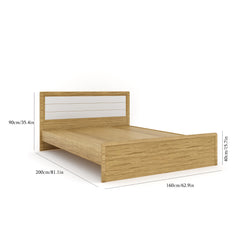 ESTRE Cracus Queen Size Bed In Urban Teak With Frosty White Colour