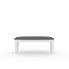 ESTRE Elderberry Solid Rubber Wood 1-Cushioned Fabric Dining Bench in White Finish